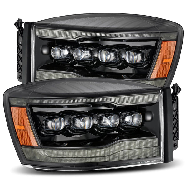 2006-08 Ram 1500/2500/3500 Alpharex NOVA Series LED Projector Headlights Alpha Black