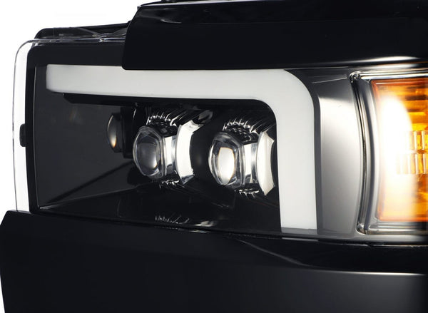 2015-19 Silverado 2500/3500 Alpharex NOVA-Series LED Projector Headlights - Jet Black G2