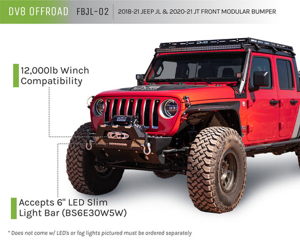 2018-22 Jeep JL/20-22 JT DV8 Offroad Modular Front Bumper