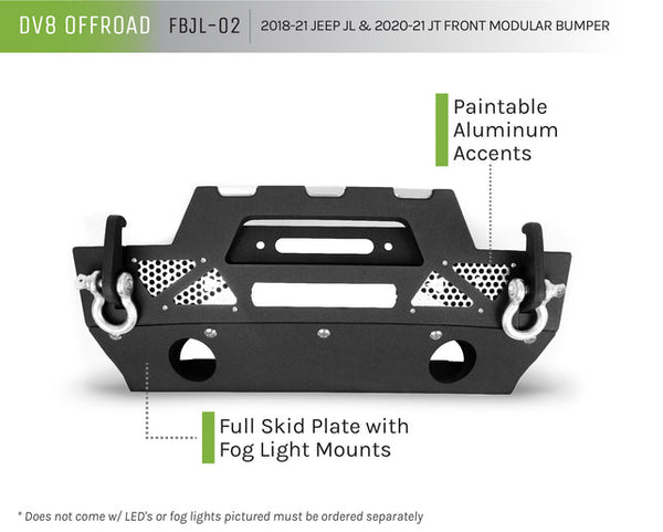 2018-22 Jeep JL/20-22 JT DV8 Offroad Modular Front Bumper