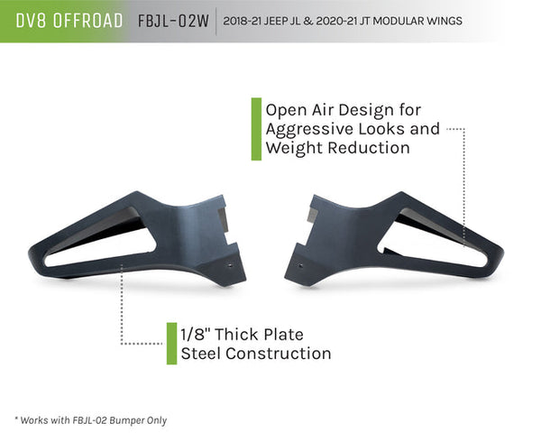 2018-22 Jeep JL/20-22 JT DV8 Offroad Modular Wings